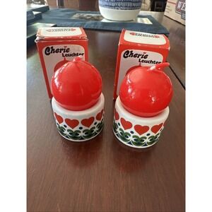 Vintage Valentine Cherry Heart Candle Holders‎ Funny Design West Germany 2